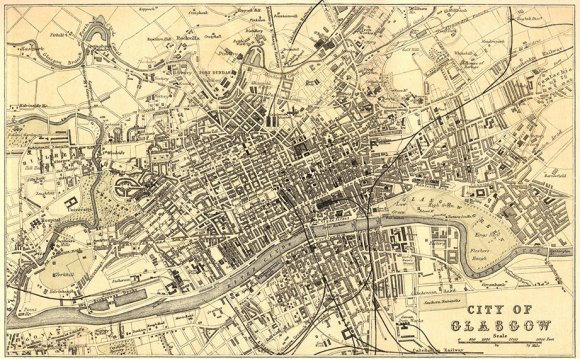 Glasgow map Scotland 1878
