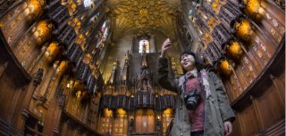 a customer takes a picture inside the Chapel for the Order associated with the Thistle, in St Giles' Cathedral, Royal Mile, Edinburgh