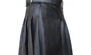 Black Cowhide leather-based kilt
