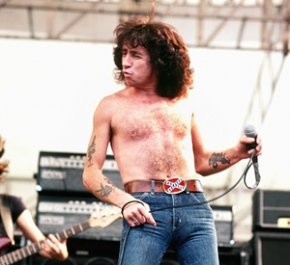 Bon Scott fronts an AC/DC gig in Hollywood, August 1979.