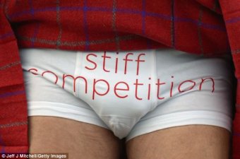 Branson flashed their suggestive undies to an audience of onlookers including Scotland's Deputy First Minister Nicola Sturgeon