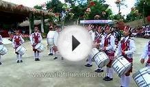 Mizo pipe band in traditional kilts perform at the