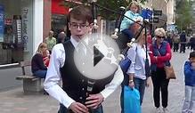 Owen Sweeney Playing Bagpipes High Street Perth Perthshire