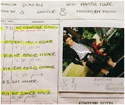Continuity sheet for Hamish Clark