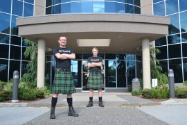 boys In Kilts CEO Chris Carrier (left) and creator Nicholas Brand (right)
