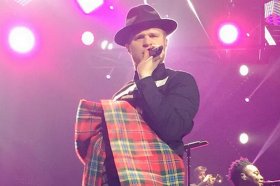 Olly in his red tartan kilt yesterday