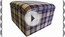 Large Charcoal Tartan Plain Fabric Storage Box /Pouffe